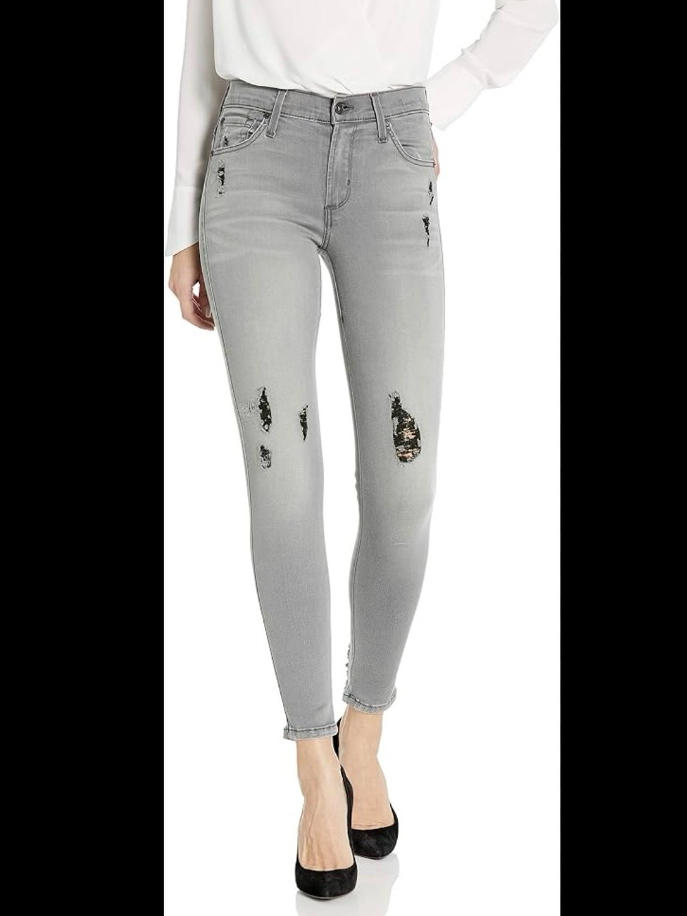 James Twiggy Ankle Distressed Slim Jeans - Grey